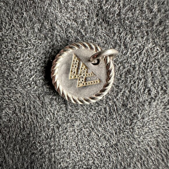 David Yurman Initial "W" Charm Pendant w/ White Diamonds in 18K White Gold - Picture 6 of 8